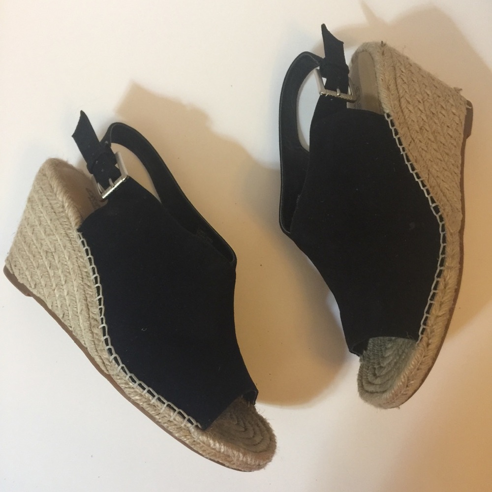 Crown Vintage Shanie Open Toe Vegan Black Wedge